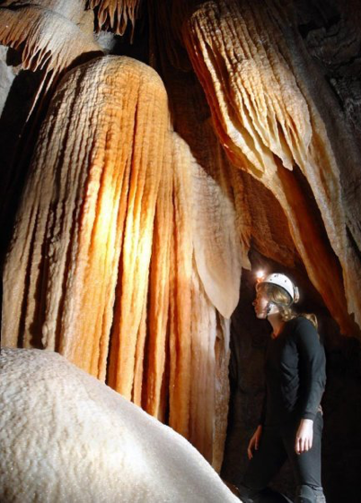Deborah Johnston admires formations inside jenolan Cave